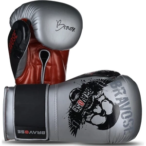 Bravose Skull Boxing Gloves Silver 14oz