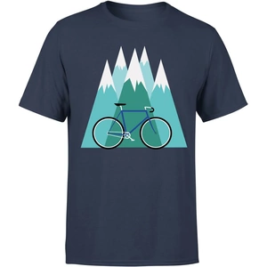 Broom Wagon Bike and Mountains Men's Christmas T-Shirt - Navy - M