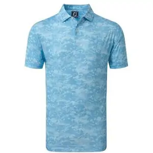 Footjoy Cloud Camo Lisle Golf Polo Shirt - True Blue