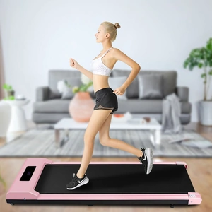 HomeFitnessCode Space Saving Motorised Treadmill Walking Running Machine with LCD Display Pink