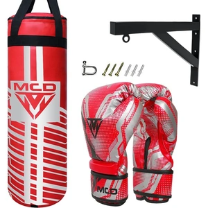 MCD Kids Boxing Gloves and Punching Bag Set with Bracket Red 8oz