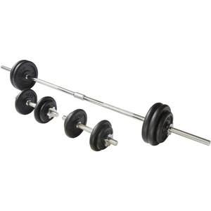 Sweatband Viavito 50kg Black Cast Iron Barbell and Dumbbell Weight Set