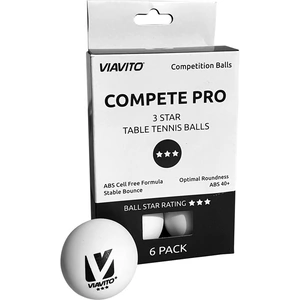 Sweatband Viavito Compete Pro 3 Star Table Tennis Balls - Pack of 6